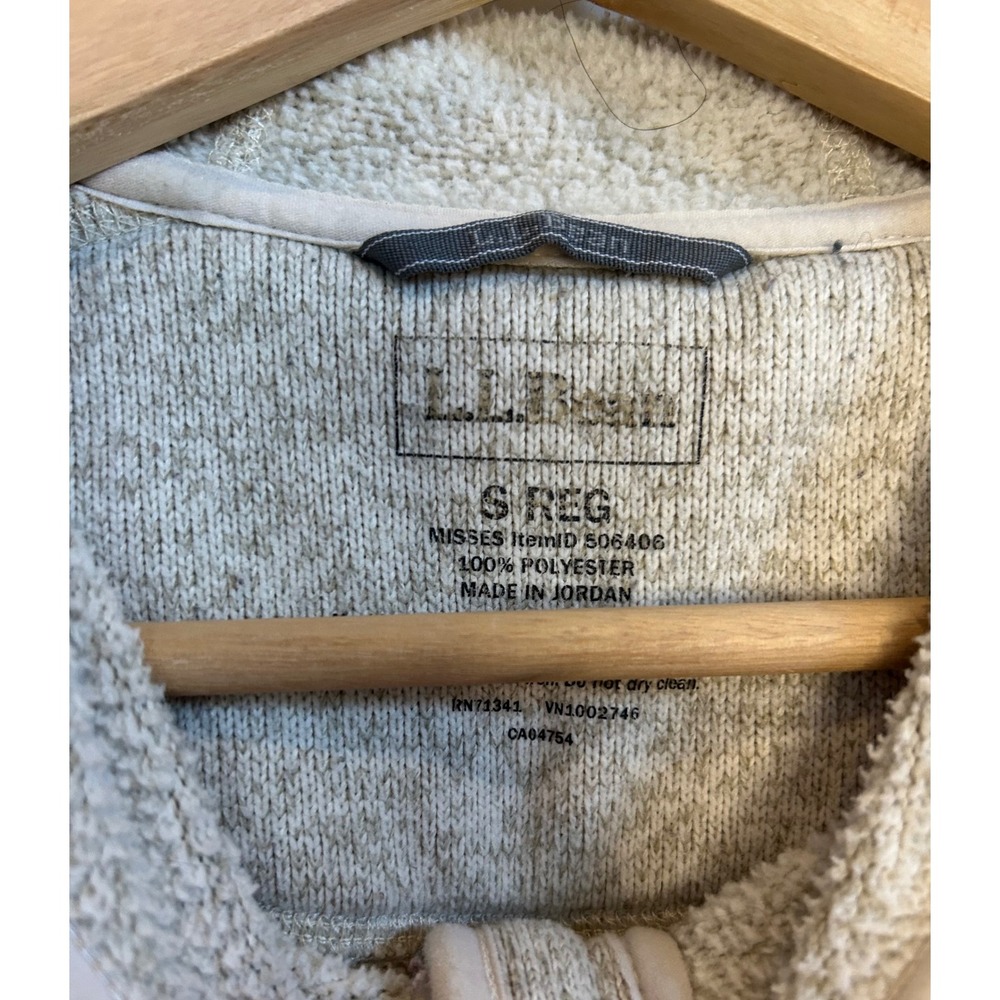 LL Bean Sweater Fleece Hoodie Oatmeal Heather Full Zip Jacket 506406 Womens S - Picture 2 of 3